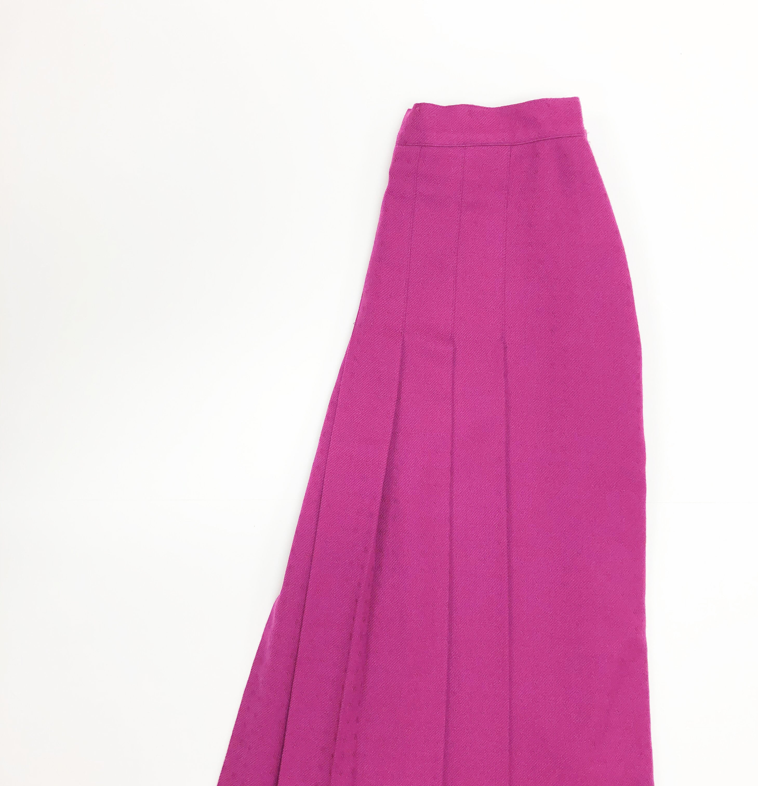 Vintage Bright Raspberry Pleated Wool Skirt