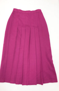 Vintage Bright Raspberry Pleated Wool Skirt