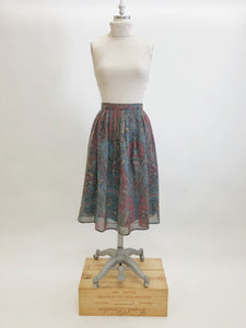 Vintage Lined Paisley Pleated Skirt